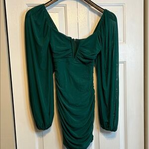 Chic Long Sleeve Green Dress